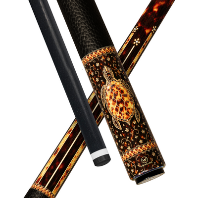Wowcue Tortoiseshell Glass Fiber Pool Cue | Hawksbill Piqué Gold Theme