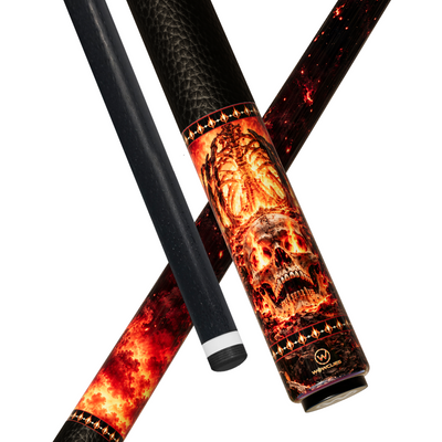 Wowcue Skeleton Flames Glass Fiber Pool Cue | Hellfire Crimson Theme