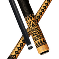 Wowcue Polynesian Glass Fiber Pool Cue | Black Triangle Tapa on Koa Wood Theme