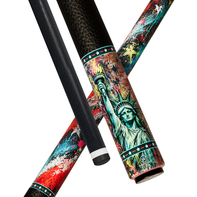 Wowcue Statue of Liberty Glass Fiber Pool Cue | Graffiti Mural on Brooklyn Brick Wall Theme