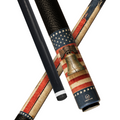 Wowcue Vintage American Flag Glass Fiber Pool Cue | Liberty Bells on Weathered Stripes Theme