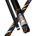Wowcue Abstract Razor Lines Glass Fiber Pool Cue | Hi-Top Sneaker in Neon Orange and Electric Blue Theme