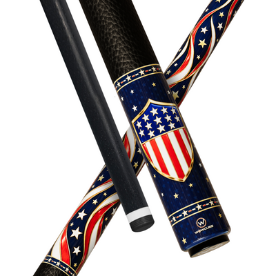 Wowcue American Flag Glass Fiber Pool Cue | Enamel Star Shield on Navy Theme