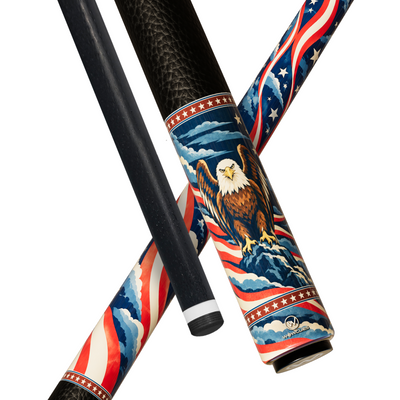 Wowcue Bald Eagle Glass Fiber Pool Cue | Eagle Over Waving Stars and Stripes Theme