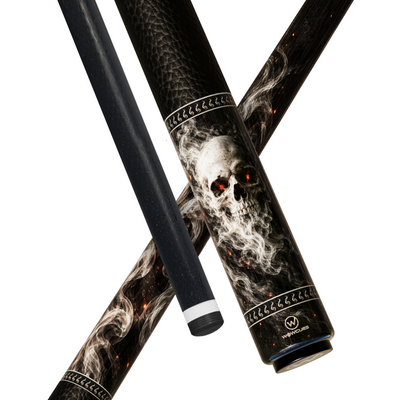 Wowcue Skull Smoke Glass Fiber Pool Cue | Ember Ash Theme