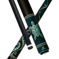 Wowcue Polynesian Glass Fiber Pool Cue | Teal Honu Sea Turtle Waves Theme