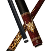 Wowcue Dragon Tribal Glass Fiber Pool Cue | Golden Dragon Head on Crimson Leather Theme