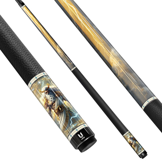 **Zeus God of Thunder Custom Carbon Fiber Billiard Cue - Limited Edition Mythical Series - High-Performance Low Deflection Pool Stick**