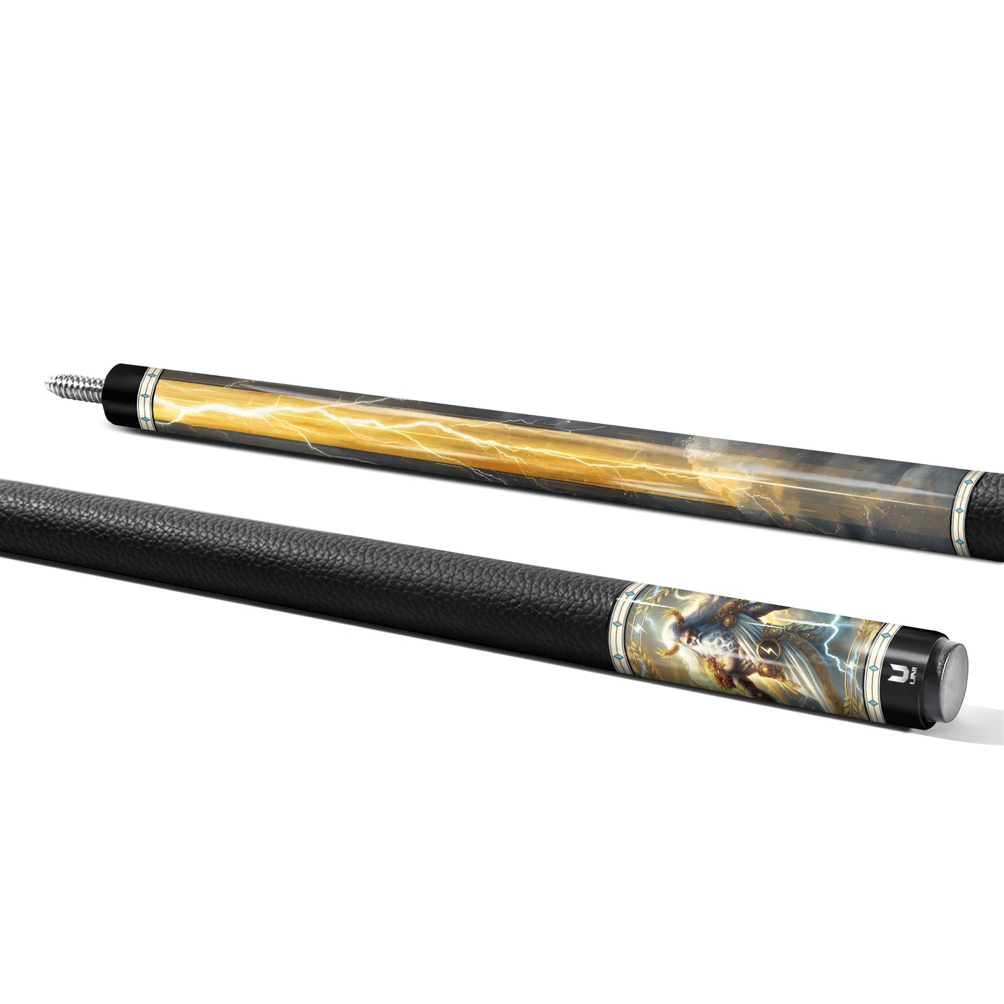**Zeus God of Thunder Custom Carbon Fiber Billiard Cue - Limited Edition Mythical Series - High-Performance Low Deflection Pool Stick**
