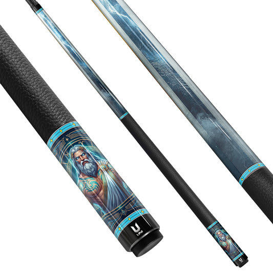 Zeus "Mythic Sovereign" Custom Carbon Fiber Billiard Cue - Low Deflection Pool Stick - God of Thunder Series