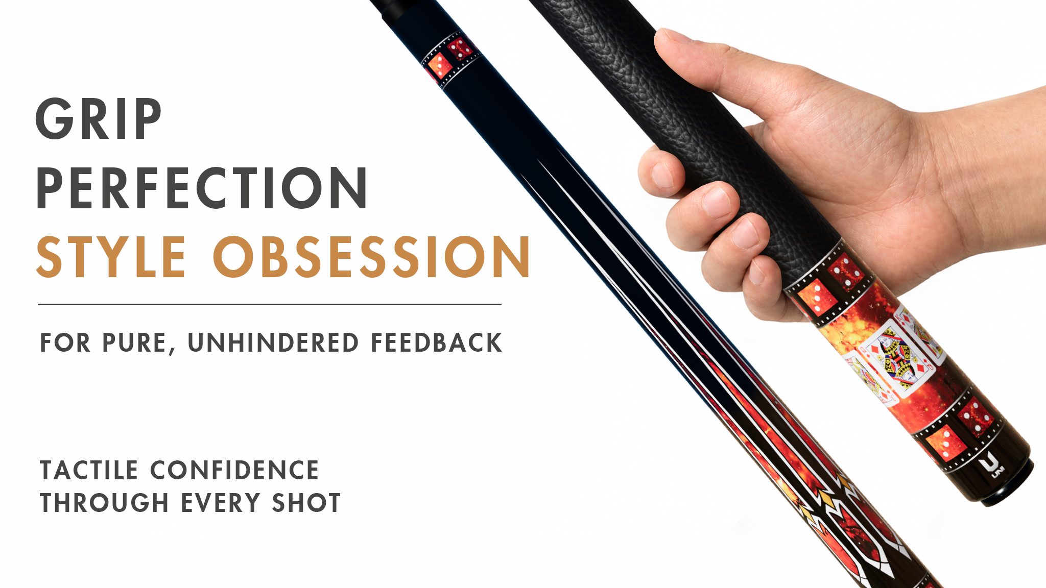 Uni Royal Flush Carbon Fiber Pool Cue | Ruby Red Stone Pattern - Detail 2