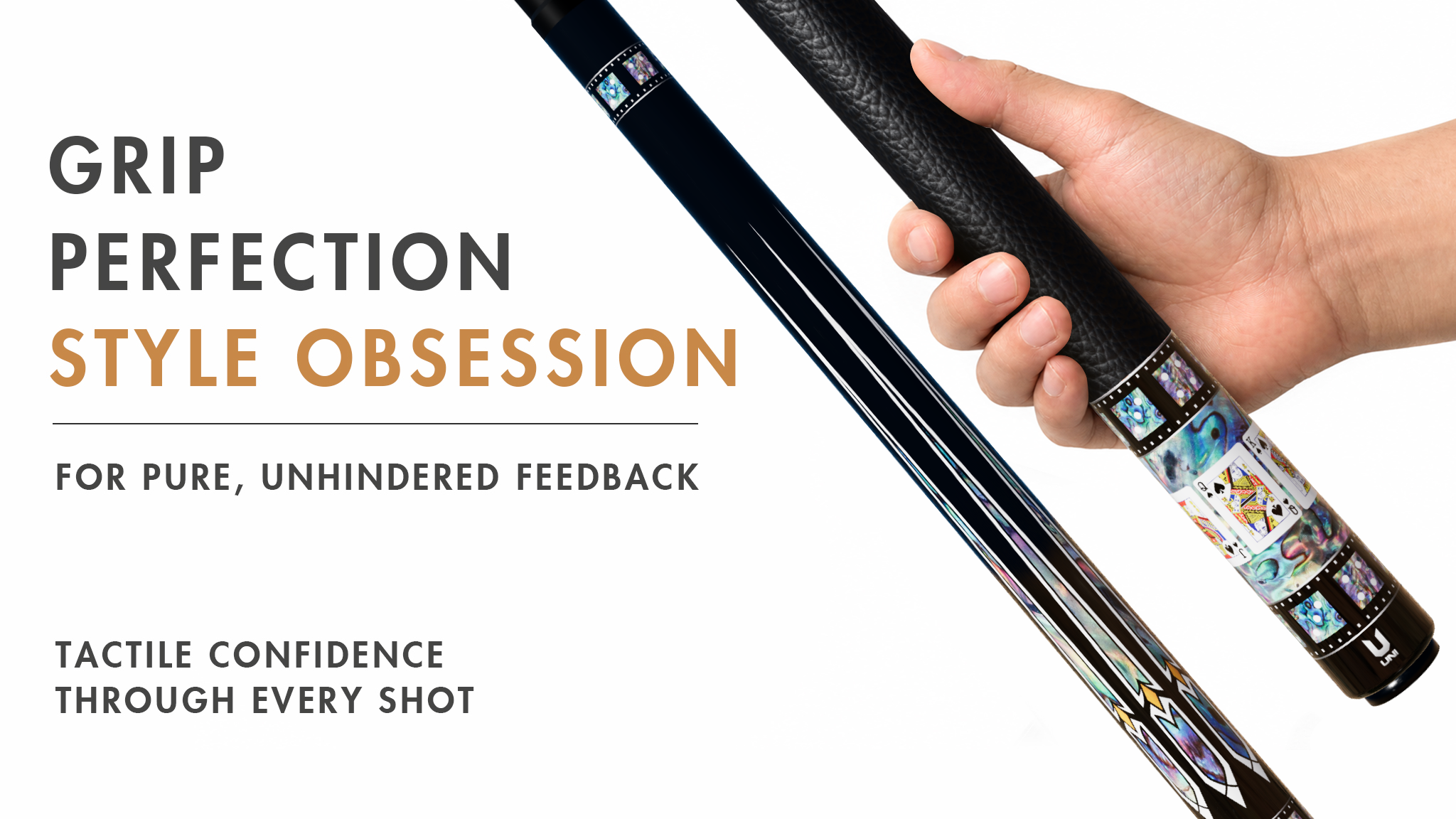 Uni Royal Flush Carbon Fiber Pool Cue | Abalone Shell Pattern - Detail 2