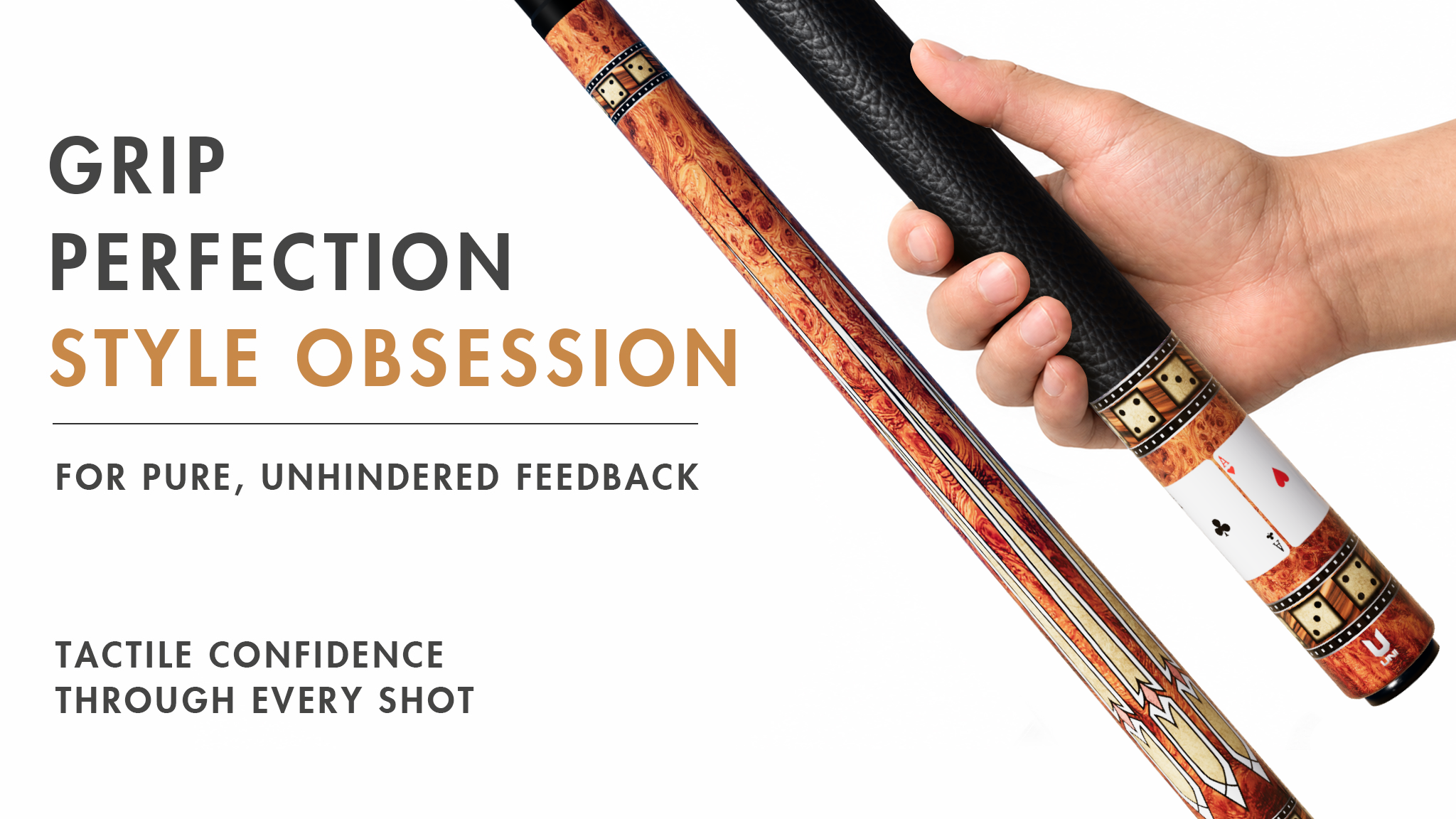 Uni Royal Flush Carbon Fiber Pool Cue | Burl Wood & Precision Graphics - Detail 2