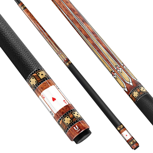 **Grandmaster Series Carbon Fiber Pool Cue - "The Royal Inlay" | Premium Burl Wood Finish & Precision Graphics**