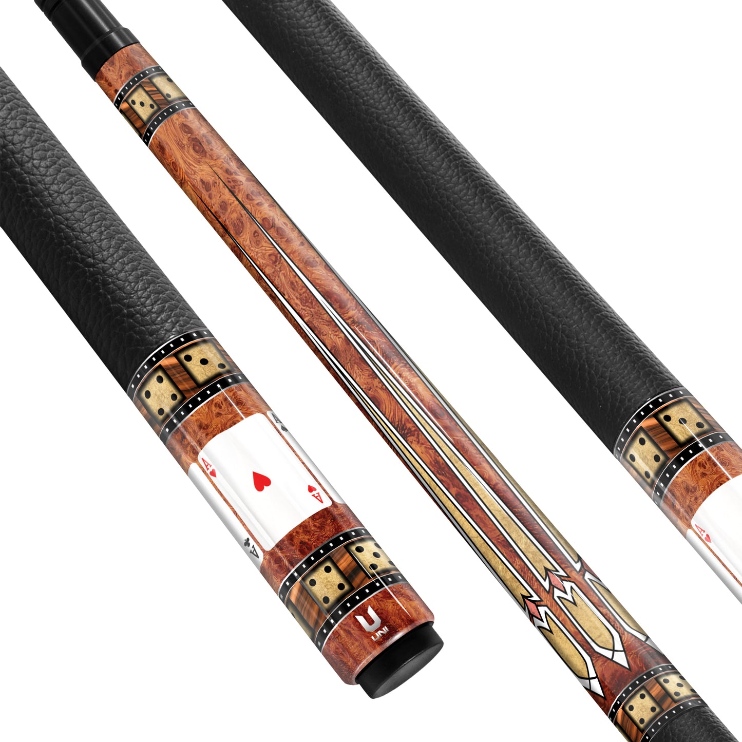 **Grandmaster Series Carbon Fiber Pool Cue - "The Royal Inlay" | Premium Burl Wood Finish & Precision Graphics**