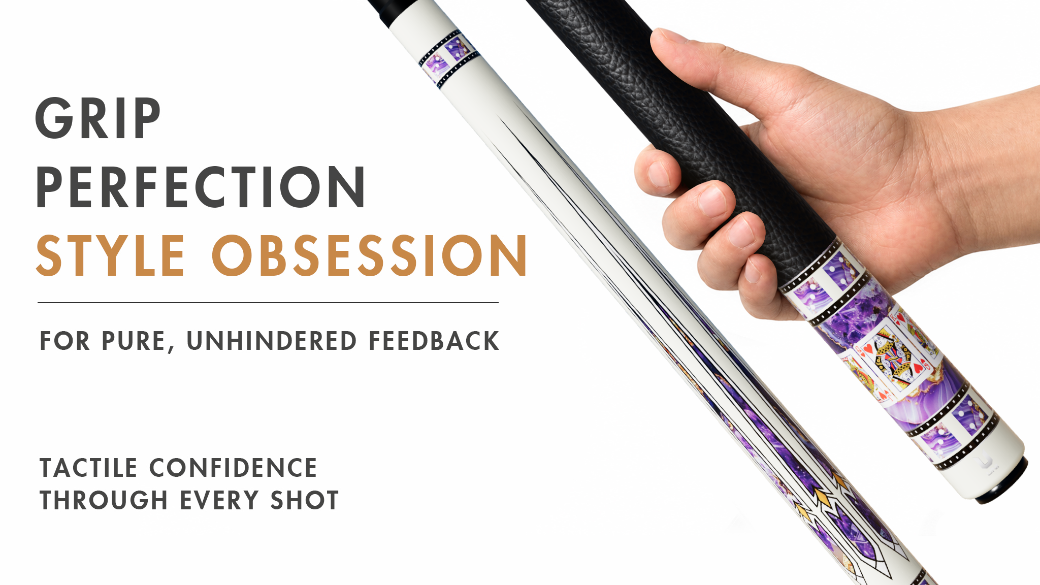 Uni Royal Flush Carbon Fiber Pool Cue | Amethyst Purple Stone - Detail 2