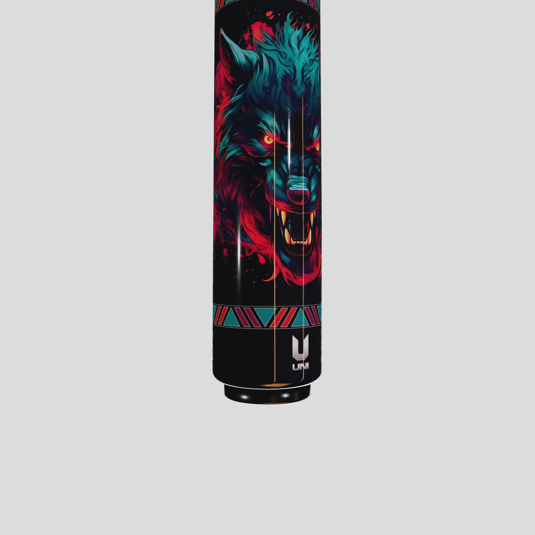Uni Neon Wolf Carbon Fiber Pool Cue | Wolf Graphic